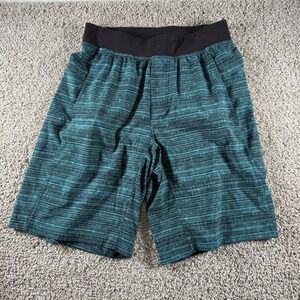 Lululemon Performance Shorts Mens Medium‎ Blue Teal Elastic Waist Activewear